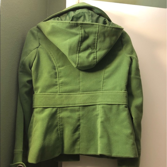 🐚XS Green Pea Coat with Hood ‼️Great condition‼️ - Picture 4 of 8